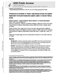 thumnail for Carlson_Predictors of transition to heroin use among initially non-opioid dependent illicit pharmaceutical opioid users A natural history study..pdf