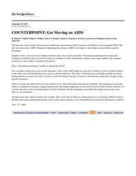 thumnail for Robert E. Pollack - 1985 - COUNTERPOINT; Get Moving on AIDS.pdf