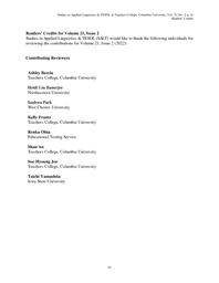 thumnail for Kim_2022_Readers' Credits for Volume 21, Issue 2.pdf