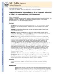 thumnail for Klitzman_How Good Does the Science Have to Be in Proposals Submitted to IRBs_An Interview Study of IRB Personnel.pdf