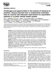 thumnail for Challenges and opportunities in the science of research to practice lessons learned from a randomized controlled trial of a sexual risk-reduction intervention for psychiatric patients.pdf