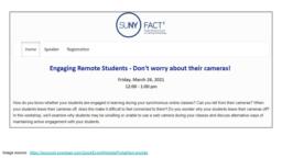 thumnail for SUNY FACT2_Marquart_Engaging remote students - Dont worry about their cameras_March 26 2021 .pdf