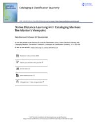 thumnail for Online Distance Learning with Cataloging Mentors The Mentor s Viewpoint.pdf