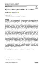 thumnail for Becker and Fanzo - 2023 - Population and food systems what does the future .pdf