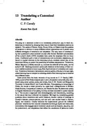 thumnail for Translating a Canonical Author C .P. Cavafy Teaching Translation Lawrence Venuti (editor).pdf
