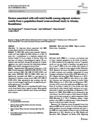 thumnail for Factors associated with self-rated health among migrant workers-- Results from a population-based cross-sectional study in Almaty, Kazakhstan.pdf