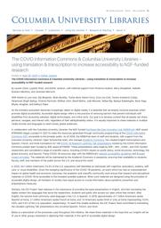 thumnail for The COVID Information Commons & Columbia University Libraries – using translation & transcription to increase accessibility to NSF-funded research – The Tinker.pdf