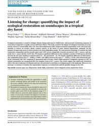 thumnail for Restoration Ecology - 2023 - Choksi - Listening for change  quantifying the impact of ecological restoration on soundscapes.pdf