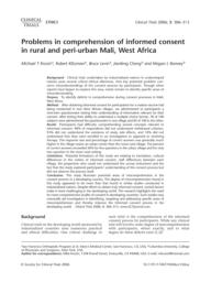 thumnail for Klitzman_Problems in comprehension of informed consent in rural and peri-urban Mali, West Africa.pdf