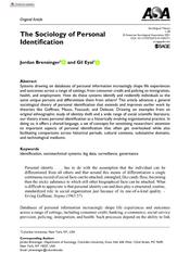 thumnail for the sociology of personal identification.pdf