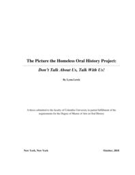 thumnail for Lewis.Lynn.Thesis.ThePicturetheHomelessOralHistoryProject.AC..pdf
