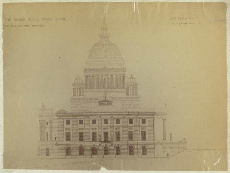 Design for the Rhode Island State House, East Elevation. McKim, Mead and White, Architects