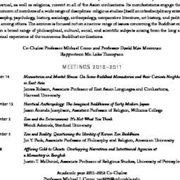 Schedules, Buddhist Studies...