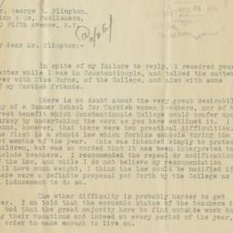Letter to George A. Plimpto...