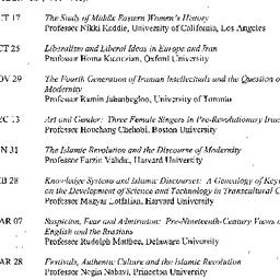 Schedules, Iranian Studies,...