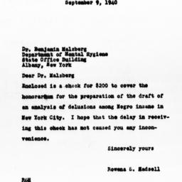 Letter from Rowena S. Hadse...