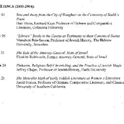 Schedules, Israel and Jewis...