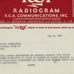 Radiogram from Henry Smith ...