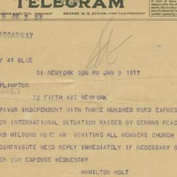 Telegram to George Arthur P...
