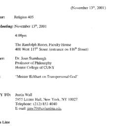 Announcements, 2001-11-13. ...
