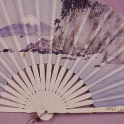 Fan with image of snow-capp...