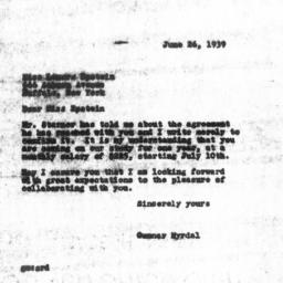 Letter from Gunnar Myrdal t...