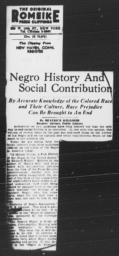 Article by Beatrice Kelliher, "Negro History And Social Contribution," NEW HAVEN REGISTER, November 4, 1943