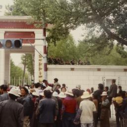Demonstrators gathered in f...