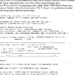 Announcements, 2001-10-17. ...