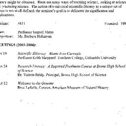 Schedules, Scientific Liter...