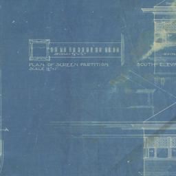 Plan, two elevations, secti...