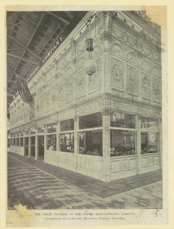 The Great Pavilion of the Singer Manufacturing Company. A conspicuous object in the entire Manufacturers Building--East gallery