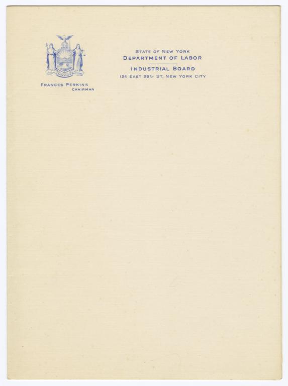 State of New York Department of Labor Industrial Board Letterhead