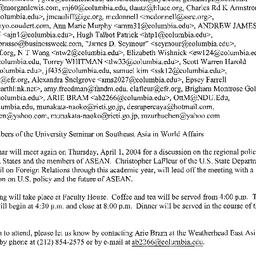 Announcements, 2004-04-01. ...