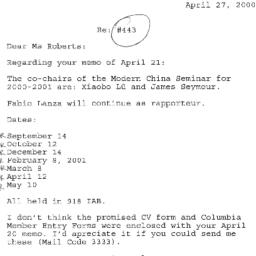 Correspondence, 2001-04-27....