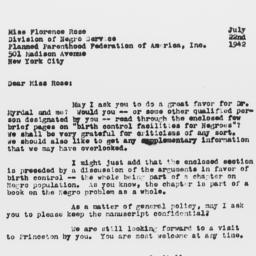 Letter from Arnold M. Rose ...