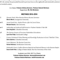 Schedules, Slavic History a...