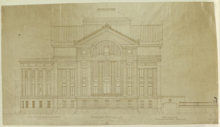 War College and Engineer Post, Washington D. C. East End Elevation. McKim, Mead & White, Architects. Drawing No. 12