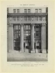 Detail of entrance. Downtown building, Knickerbocker Trust Company, New York. McKim, Mead & White, Architects
