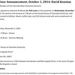 Announcements, 2014-11-05. ...