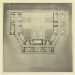 New York Court House. Fourth floor plan. Supreme Court - 12 trial term civil case courts