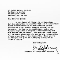 Letter from C.L. Alsberg to...