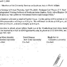 Announcements, 2005-04-07. ...