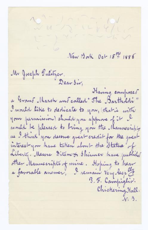 Autograph Letter, Signed, to Joseph Pulitzer