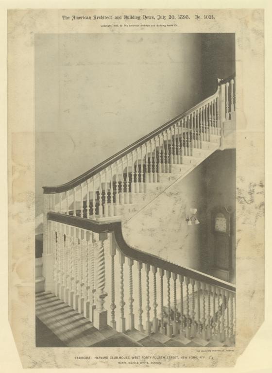 Staircase: Harvard Club-House, West Forty-Fourth Street, New York, N. Y. McKim, Mead & White, Architects