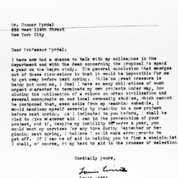 Letter from Louis Wirth to ...