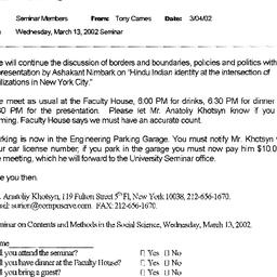 Announcements, 2002-03-13. ...