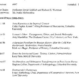 Schedules, Slavic History a...