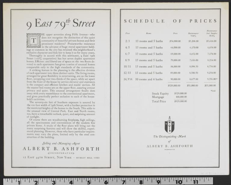 9 E 79 Street 9 East 79th Street Cooperative The New York Real Estate Brochure Collection