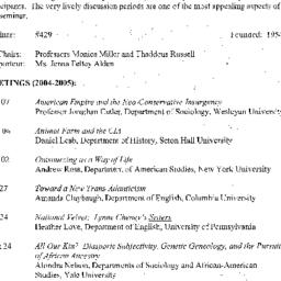 Schedules, American Studies...